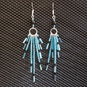 3/$20 | Aqua and black half starburst earrings